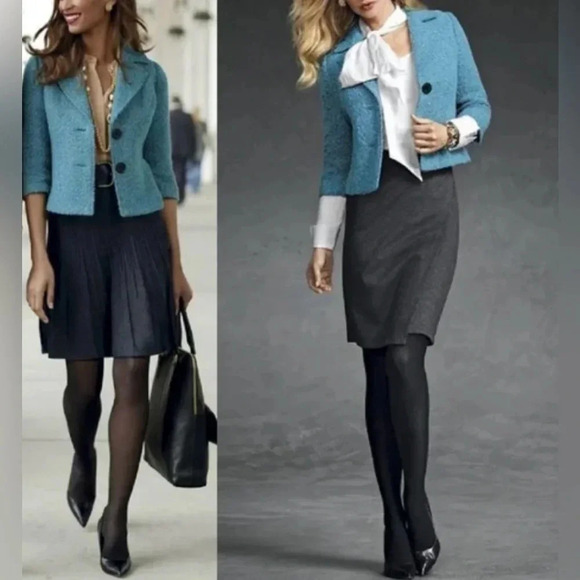 CAbi Women’s Blazer Boucle Charming Wool
Blend Turquoise Black Size 4 - Picture 7 of 16